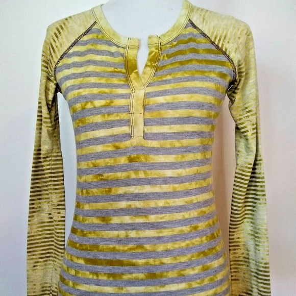 Prana Tops - PrAna Womens Zoe Henley V-neck Striped Long Sleeve